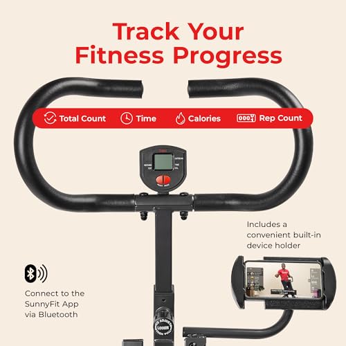 Sunny Health & Fitness Smart Heavy-Duty Row-N-Ride, Full-Body Squat Assist