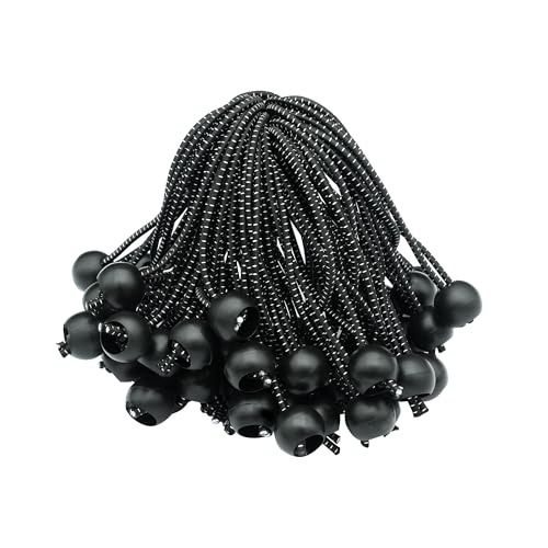 50 Pack Ball Bungee Cord, 6 Inch Heavy Duty Bungie Cord Balls, Black, Camping Usage, Indoor, Outdoor, Multifunctional, Waterproof, Prevent Breakage, UV Protection, Organizing, Securing. - size: 6 Inch - 50 Pcs