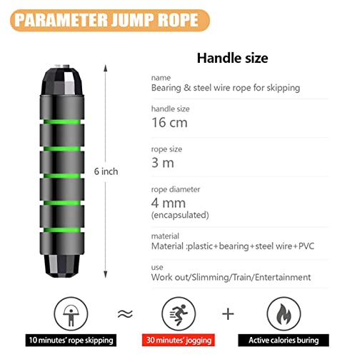 Redify Adjustable Jump Rope,Jump Ropes for Fitness for Men Women - color: Green