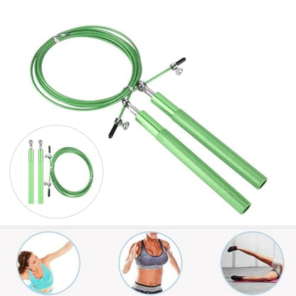 Aluminum Alloy Jump Rope with Ball Bearings – Skipping Rope for Speed Training, Non-Slip Grip and Adjustable PVC Cable - color: Green