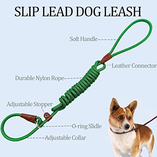 MayPaw Slip Lead Control Leash for Dogs No Pull, 13+ Colors Classic Dog Lead 7FT Pet Slip Leash, 1/4” Rope Leashes for Small Medium Animals (7ft*1/4", Dark Green) - color: dark green