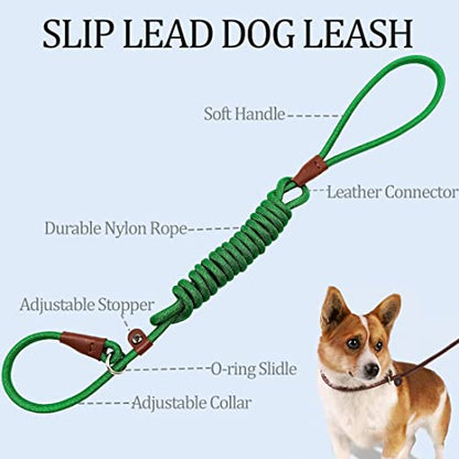 MayPaw Slip Lead Control Leash for Dogs No Pull, 13+ Colors Classic Dog Lead 7FT Pet Slip Leash, 1/4” Rope Leashes for Small Medium Animals (7ft*1/4", Dark Green) - color: dark green