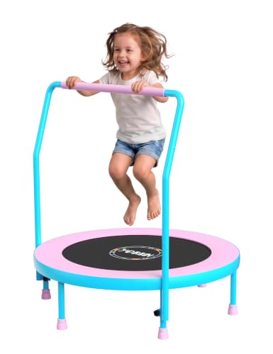 YORIN 36" Trampoline for Kids, Foldable Mini Trampoline with Foam Handle - color: Pink