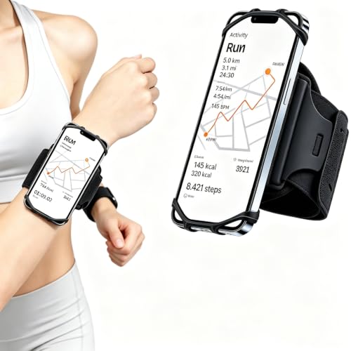 Phone Wrist Strap 360° Adjustable,Arm Band for Phone Fits All 4''-6.5'' Smartphones,Compatible with iPhone 17/16/15pm/p,Workout Cellphone Holder with Key Holder,for Running Hiking Biking Walking