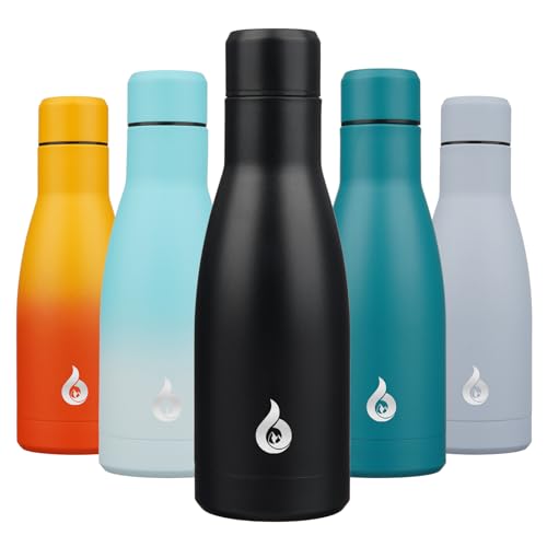 BJPKPK 12 oz Small Water Bottle, Reusable Insulated Stainless Steel Flask - color: Midnight Black, size: 12 Ounces