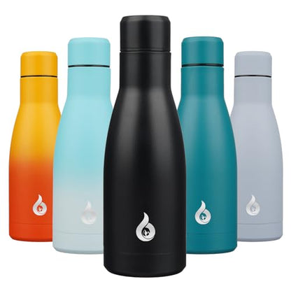 BJPKPK 12 oz Small Water Bottle, Reusable Insulated Stainless Steel Flask - color: Midnight Black, size: 12 Ounces