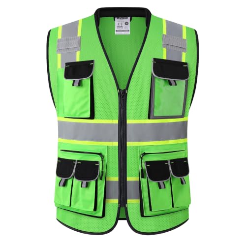JKSafety Reflective Safety Vest for Men Cushioned Collar JK89M Green M - color: Mesh-green, size: Medium