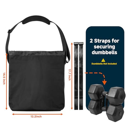 Xxerciz Dumbbells Carry Bag with Adjustable Strap, Portable Fitness Dumbbell Storage Bag Case, Gym Crossbody Bag with Soft Pad for Carrying 1 Pair Dumbbells - Each from 5 LBS to 20 LBS