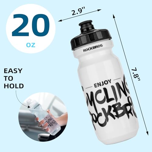 ROCKBROS Bike Water Bottle 20oz-25oz Squeeze Cycling Water Bottle BPA Free - color: 20oz Transparent Black, style: 2 Pack