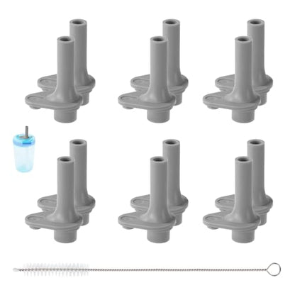 12pcs Replacement Bite Valve for Zak Designs Kelso 15oz, BPA-Free Mouth Piece Silicone Mouthpiece Lid Parts with Cleaning Brush Reusable Straw Cup Accessories Compatible with Zak (Gray)