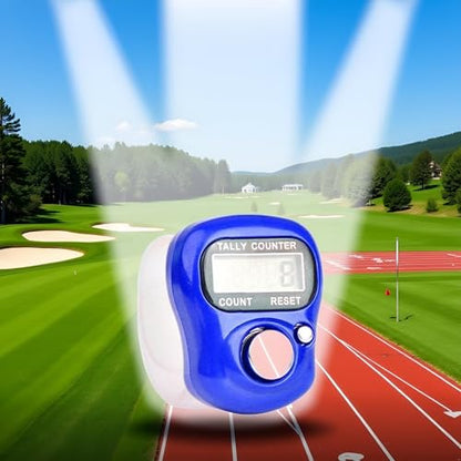 Blue 5 Digit LED Digital Row Counter, Display Counter Clicker,Handheld Number Click Counter,Electronic Finger Counter Hand Tally Counter with Ring for Golf,Track and Field Lap Accessories, Sports