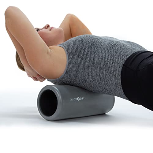 MICRODRY Deluxe Fitness Foam Back Roller for Muscle Relief, Roller for Yoga, Stretching, Deep Tissue Firm Massage & Trigger Point Release, Exercise Workout at Home or Gym, 13x5.3, Light Grey