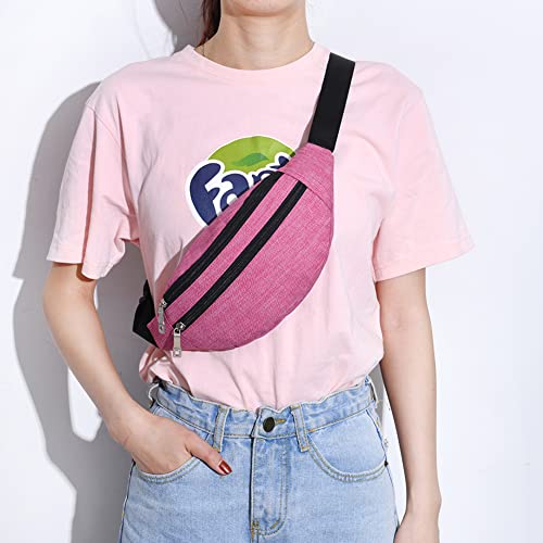 Fanny Packs for Women Men, Fashion Waist Pack Crossbody Bags Belt Bag with Adjustable Strap for Running Hiking Travel. - color: Pink-01