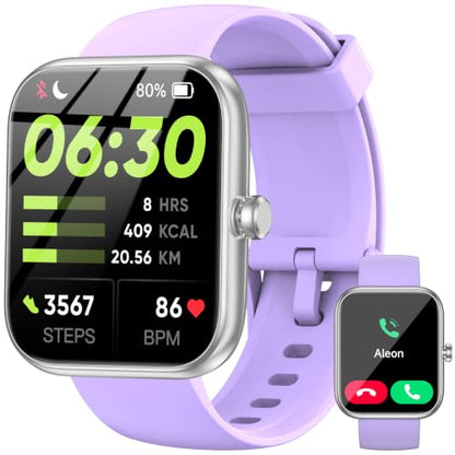 Smart Watch with Alexa Built-in, 1.83" HD Touchscreen Fitness Tracker, Bluetooth Notifications, IP68 Waterproof, 120+ Sport Modes, 24/7 Heart Rate & Sleep Monitor for iPhone Android iOS (Purple) - color: Purple