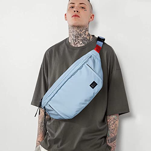 X-Large Crossbody Fanny Pack for Women Men,Waterproof Waist Bag Pack - color: Light Blue, size: X-Large