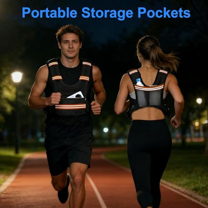 Weighted Vests for Women Men,8/12/16/20/25lb with Adjustable Straps, Reflective Stripe & Storage Pockets - Ideal for Running, Fitness Training - size: 8LB