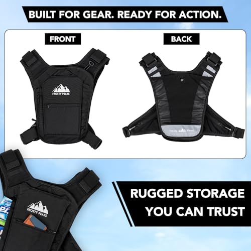 Trail Runner Chest Pack, Running Vest Harness Bag with Phone Holder, Reflective Lightweight Adjustable Fit for Hiking, Cycling, Travel, Workout, Chest Bag with Multiple Storage Pockets