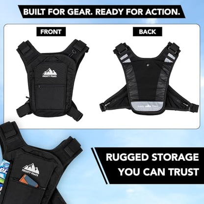 Trail Runner Chest Pack, Running Vest Harness Bag with Phone Holder, Reflective Lightweight Adjustable Fit for Hiking, Cycling, Travel, Workout, Chest Bag with Multiple Storage Pockets