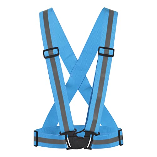 MECCANIXITY Reflective Vest Adjustable 360 Degree High Visibility Safety Vest for Cycling Running Walking - color: Light Blue