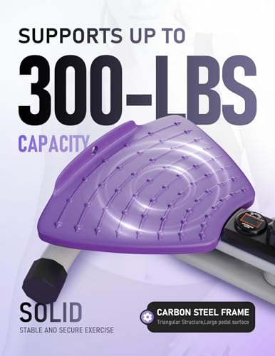 Waist Twister Machine Exercise, Ab Twist Board with Smart LED Digital Counter, Supports 300 lbs, Noiseless, Anti-Slip, Compact Portable for Home Gym Workout Equipment (Deep Purple)