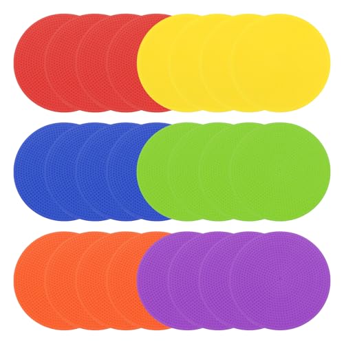 PATIKIL Poly Spot Markers, Rubber Floor Dots with Storage Bag Flat Agility Cones for Sports Training - color: Mixed Color, size: 5 Inch