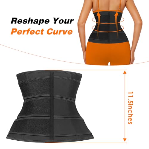 Women Waist Trainer Cincher 3 Straps Tummy Control Body Shaper - color: Black - Hooks - 3 Belts - Sweat Waist Trainer, size: Small