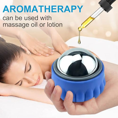 Massage Roller Ball Set Cold & Heat Therapy Tissue Relief Muscle Recovery - color: Blue Set