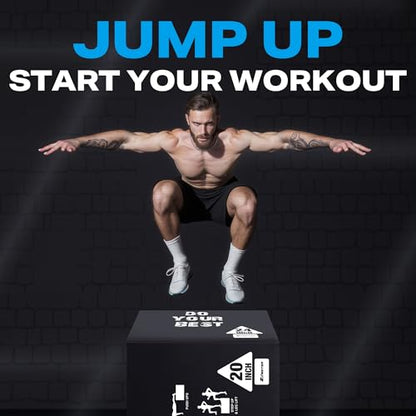 Zoomster 3-in-1 Plyometric Jump Box, Box Jumps for Home Gym - size: 20 X 24 X 30inch