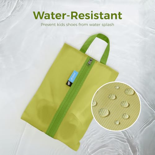 pack all Kids Shoe Bag for Travel, Water-Resistant Shoe Pouch for Sports - color: Green
