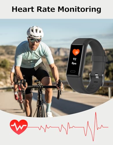 Cloudpoem Fitness Tracker, Fitness Watches for Men Women with 24/7 Heart Rate Monitor Sleep Tracker Step/Calorie Counter Stopwatch Pedometer IP68 Waterproof (Dark Black)