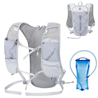 Azarxis Running Vest Hydration Pack 5L Backpack Lightweight Breathable Daypack for Women Men Marathon Trail Race Running Hiking Biking (Grey - with 2L Water Bladder) - color: #5 Grey with a 2L Water Bladder