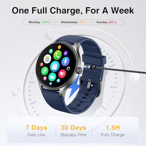 Smart Watch for Men Women, 105+ Sports Modes Fitness Tracker (Blue) - color: Blue