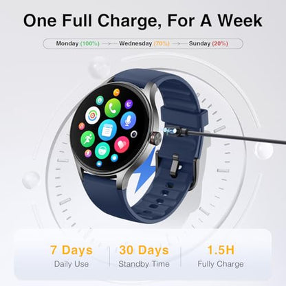 Smart Watch for Men Women, 105+ Sports Modes Fitness Tracker (Blue) - color: Blue