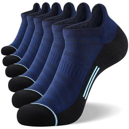 FITRELL Men's 6 Pack Ankle Running Socks Low Cut Cushioned Athletic Sports Socks 7-9/9-12/12-15 - color: Navy Black, size: 7-9