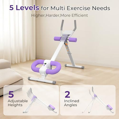 MR. CAPTAIN Ab Machine, Adjustable Ab Trainer Machine for Abs Workout at Home Gym, Foldable, LCD Monitor, Device Holder, 400 LBS, Abdominal Trainer for Stomach Workout - style: Purple