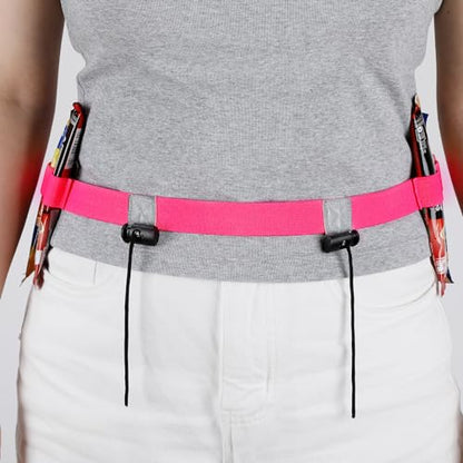 JOVITEC 2 Pack Race Number Belt with 6 Gel Loops, Pink and Black - color: Pink and Black