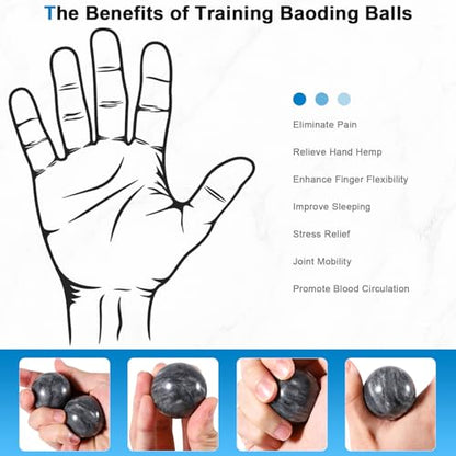 Learay 2Pcs Baoding Balls, Boading Balls for Hand Therapy, Gray, 1.57 inch - color: Gray/1.57 Inch
