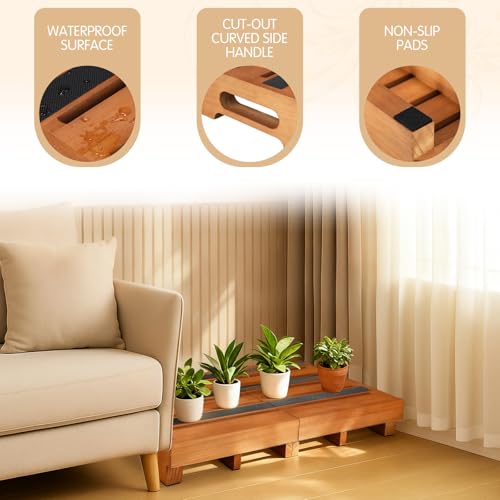 Wooden Step Stool 3 Inch One-Step Non-Slip Outdoor Platform