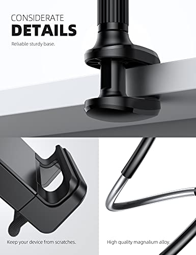 Lamicall Gooseneck Tablet Mount Holder for Bed - Flexible Tablet Arm Clamp for Bed Compatible with Pad Mini 7.9, Air 9.7, Pro 10.5, Kindle, Switch, Galaxy Tabs, More 4.7-11" Device - Black - color: Black