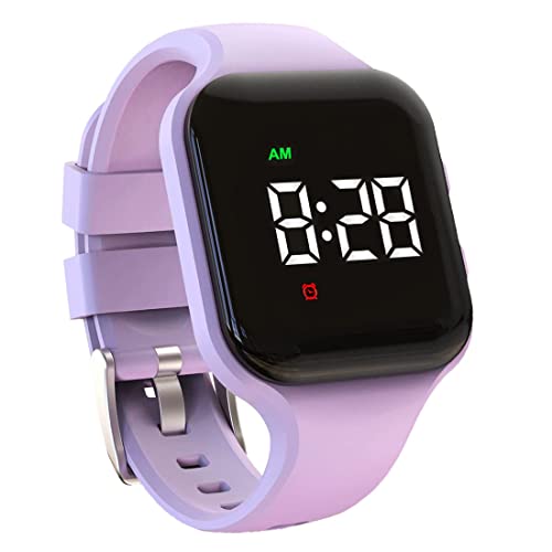 Vibrating Alarm Watch Rechargeable 15 Alarm Reminder Wristband Potty Training Watch with Lock Screen - color: Purple