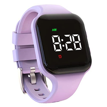 Vibrating Alarm Watch Rechargeable 15 Alarm Reminder Wristband Potty Training Watch with Lock Screen - color: Purple