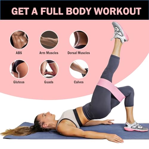 KANGFITER Non-Slip Fabric Resistance Bands for Working Out 3 Levels - color: 1.Green, Pink, Purple 3 PCS