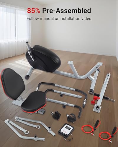 Recumbent Exercise Bike with Arm Exerciser for Home - color: black