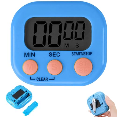 Timer Electronic Countdown Stopwatch Digital Kitchen with Large Screen Loud Alarm Easy Operation Visual Time Management Tool - color: Blue