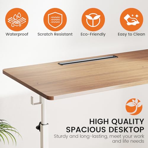 Hadulcet Small Standing Desk with Wheels, Rolling Desk Adjustable Height - color: Oak, size: 31.5"