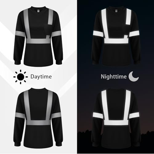 Safety Shirts for Women High Visibility Shirts, Black-CV XS - color: Black-wcxj, size: X-Small