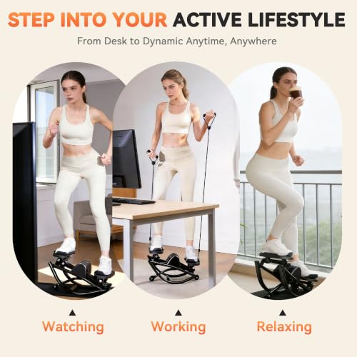 Rock Stepper - Steppers for Exercise at Home, Portable Stepper Side to Side with Digital Display & Resistance Bands, 330 LBS Capacity Full Body Workout Low-Impact Knee-Friendly 3D Stair Stepper - color: Black- A