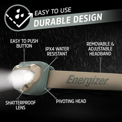 Energizer LED Headlamp PRO (2-Pack), IPX4 Water Resistant Head Light - color: Green/Tan, size: 2-Pack