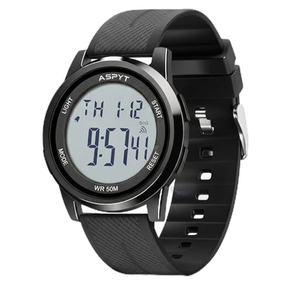 Men Digital Watch, Thin Running Sports Waterproof Outdoor LED Screen Large Face Black Wrist Watches with Back Light Alarm Date Stopwatch for Men Women Kids Boys