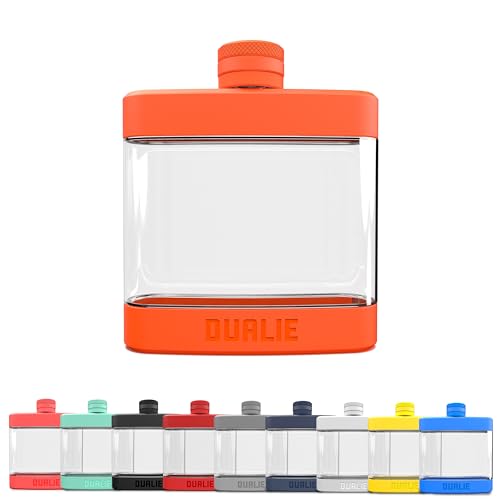 DUALIE 6 oz Hip Flask for Liquor - Shatterproof Alcohol Flasks with Clear Tritan Plastic and Silicone Grip - Flask Gift for Men & Women - Orange - color: Orange